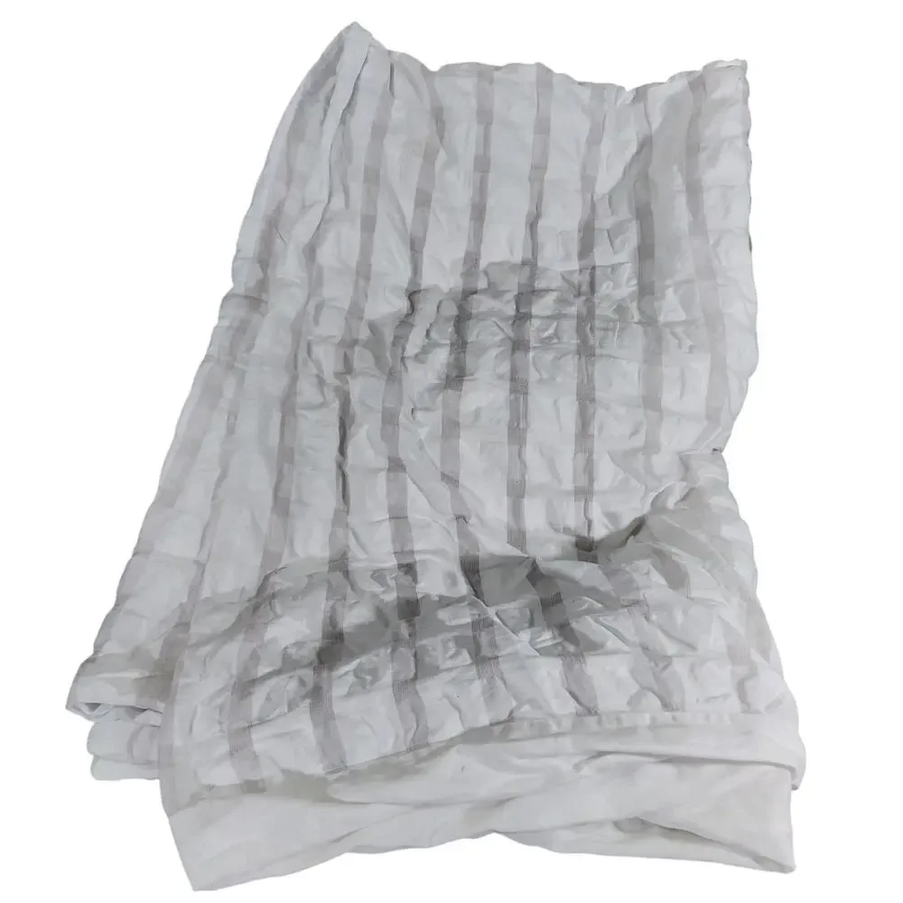 CHARTER CLUB! WHITE & TAN SHABBY CHIC SUBTLE PLAID PUCKERED DUVET COVER! SZ TWIN